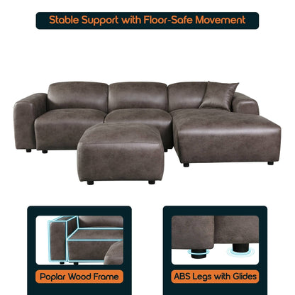 Ensemble de salon sectionnel rembourré Whisper avec chaises modulaires, accoudoirs amovibles et pouf