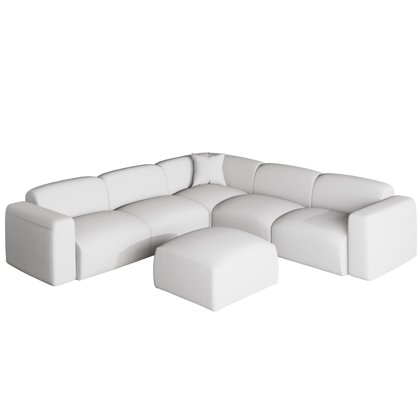 Ensemble de salon sectionnel rembourré Whisper avec chaises modulaires, accoudoirs amovibles et pouf