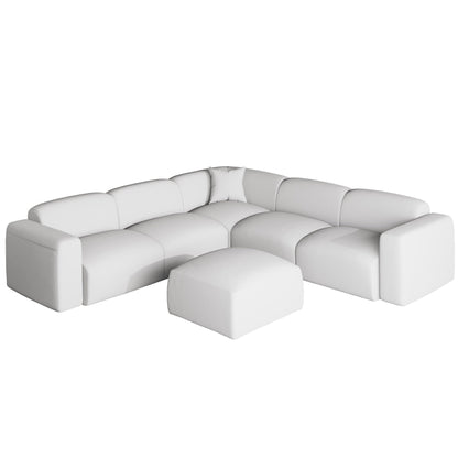 Ensemble de salon sectionnel rembourré Whisper avec chaises modulaires, accoudoirs amovibles et pouf