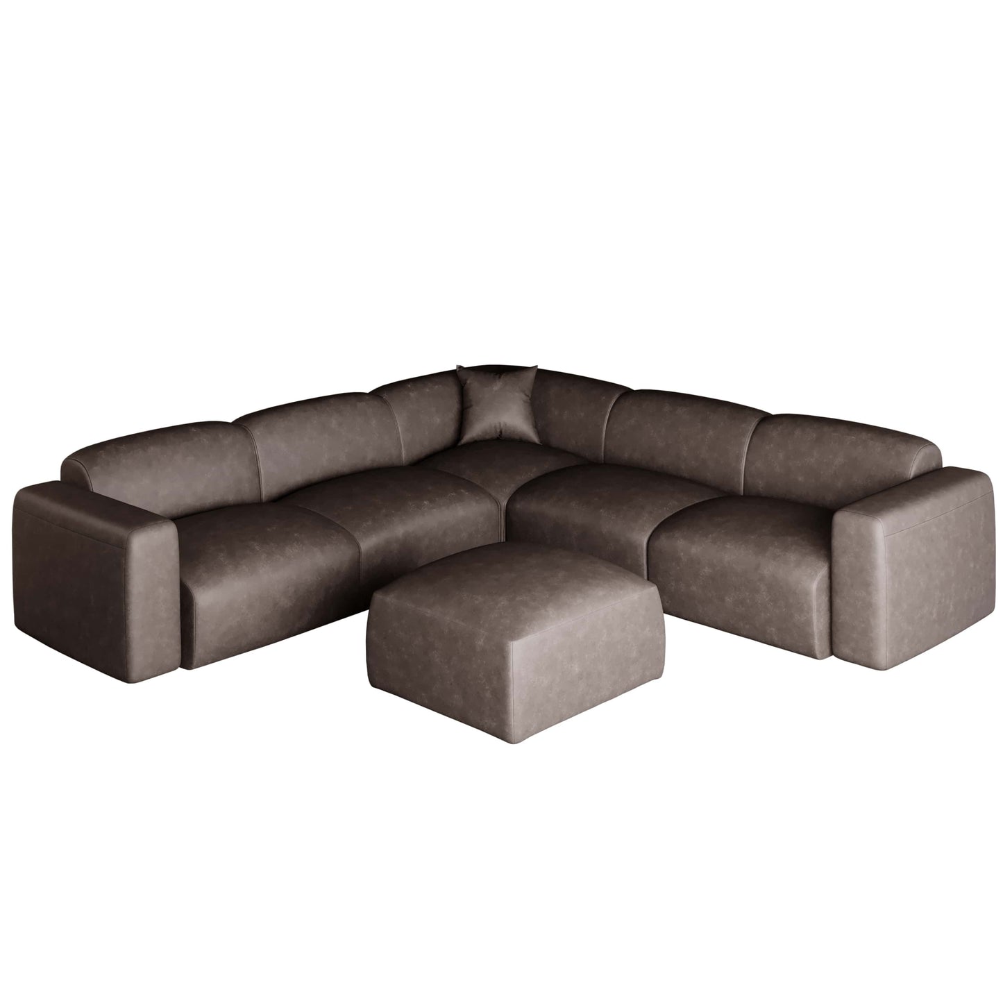 Ensemble de salon sectionnel rembourré Whisper avec chaises modulaires, accoudoirs amovibles et pouf