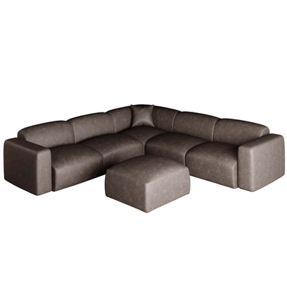 Ensemble de salon sectionnel rembourré Whisper avec chaises modulaires, accoudoirs amovibles et pouf