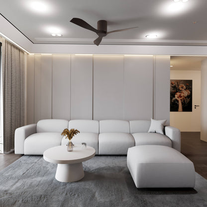 Ensemble de salon sectionnel rembourré Whisper avec chaises modulaires, accoudoirs amovibles et pouf