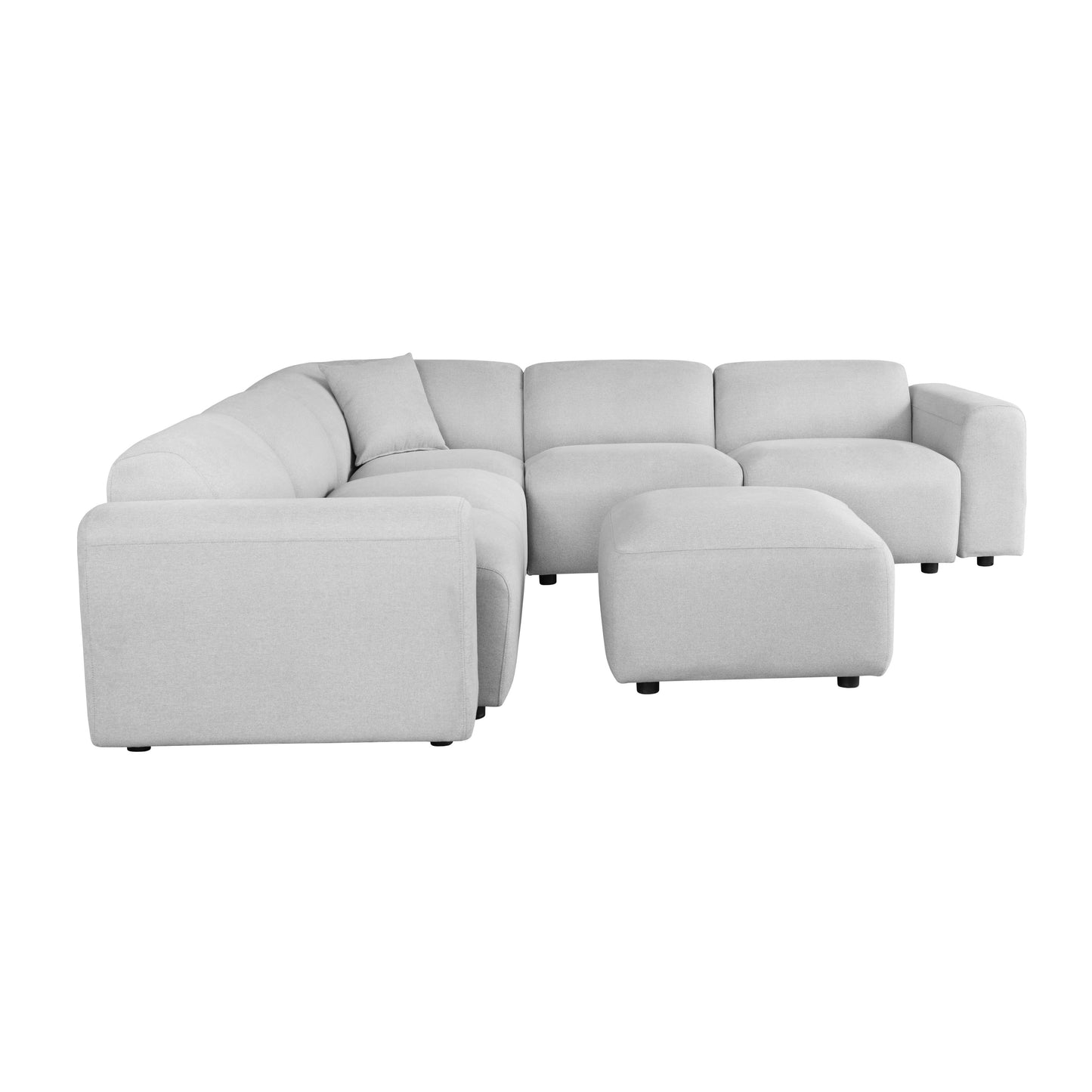 Ensemble de salon sectionnel rembourré Whisper avec chaises modulaires, accoudoirs amovibles et pouf