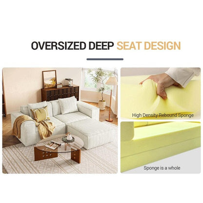 Canapé-lit modulable 3 places blanc de 118 pouces avec repose-pieds