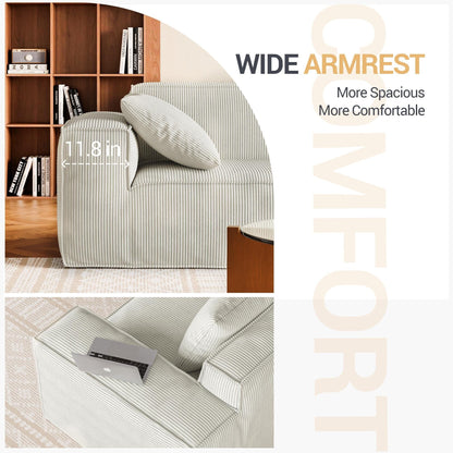 Canapé-lit modulable 3 places blanc de 118 pouces avec repose-pieds