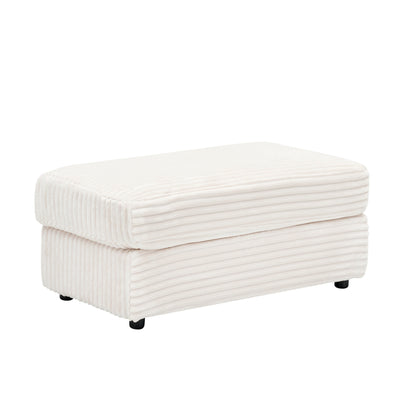 Fauteuil-canapé simple rembourré en velours côtelé blanc 39,37 po avec pouf et porte-gobelet pour le salon