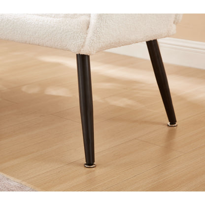 Canapé causeuse Teddy blanc 52 avec dossiers matelassés et cadre en bois dur pour le salon.