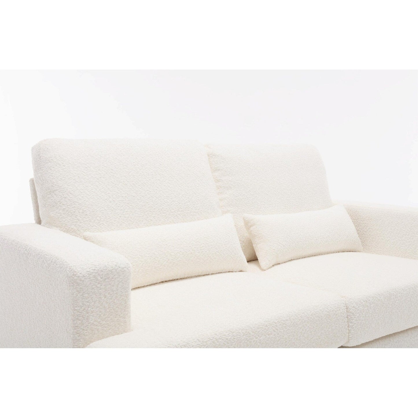 Canapé 2 places en tissu blanc de 63 pouces avec assise profonde et 3 coussins