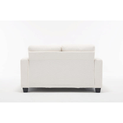 Canapé 2 places en tissu blanc de 63 pouces avec assise profonde et 3 coussins