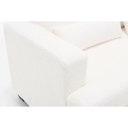 Canapé 2 places en tissu blanc de 63 pouces avec assise profonde et 3 coussins