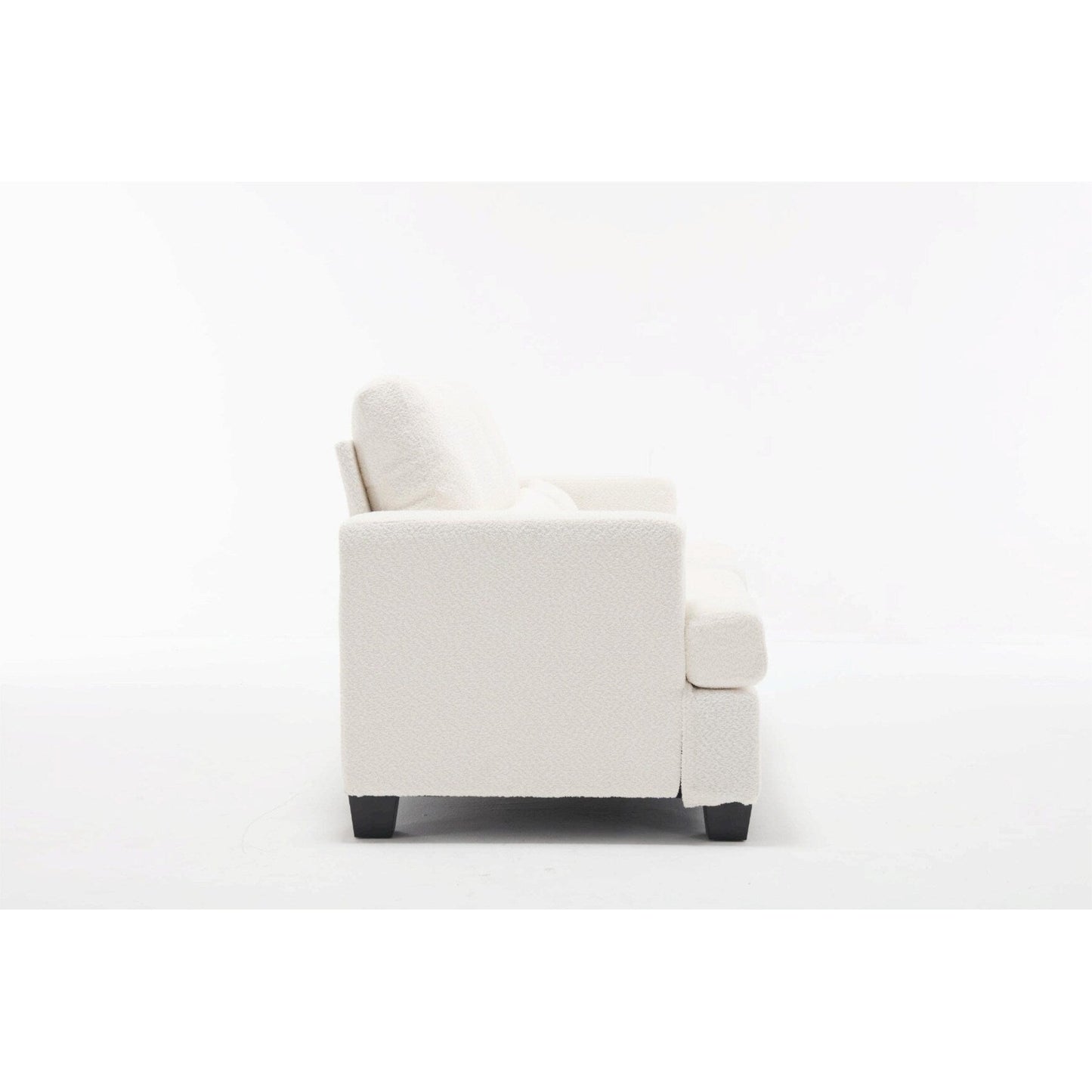 Canapé 2 places en tissu blanc de 63 pouces avec assise profonde et 3 coussins