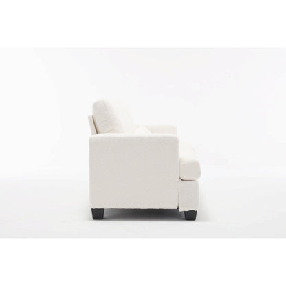 Canapé 2 places en tissu blanc de 63 pouces avec assise profonde et 3 coussins