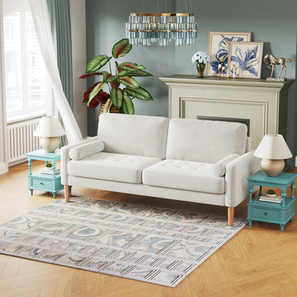 Canapé 3 places rembourré blanc de 67,7 po avec assemblage sans outil