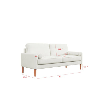 Canapé 3 places rembourré blanc de 67,7 po avec assemblage sans outil