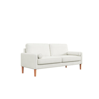 Canapé rembourré blanc de 67,7 po avec mousse haute densité, support à ressorts et assemblage sans outil