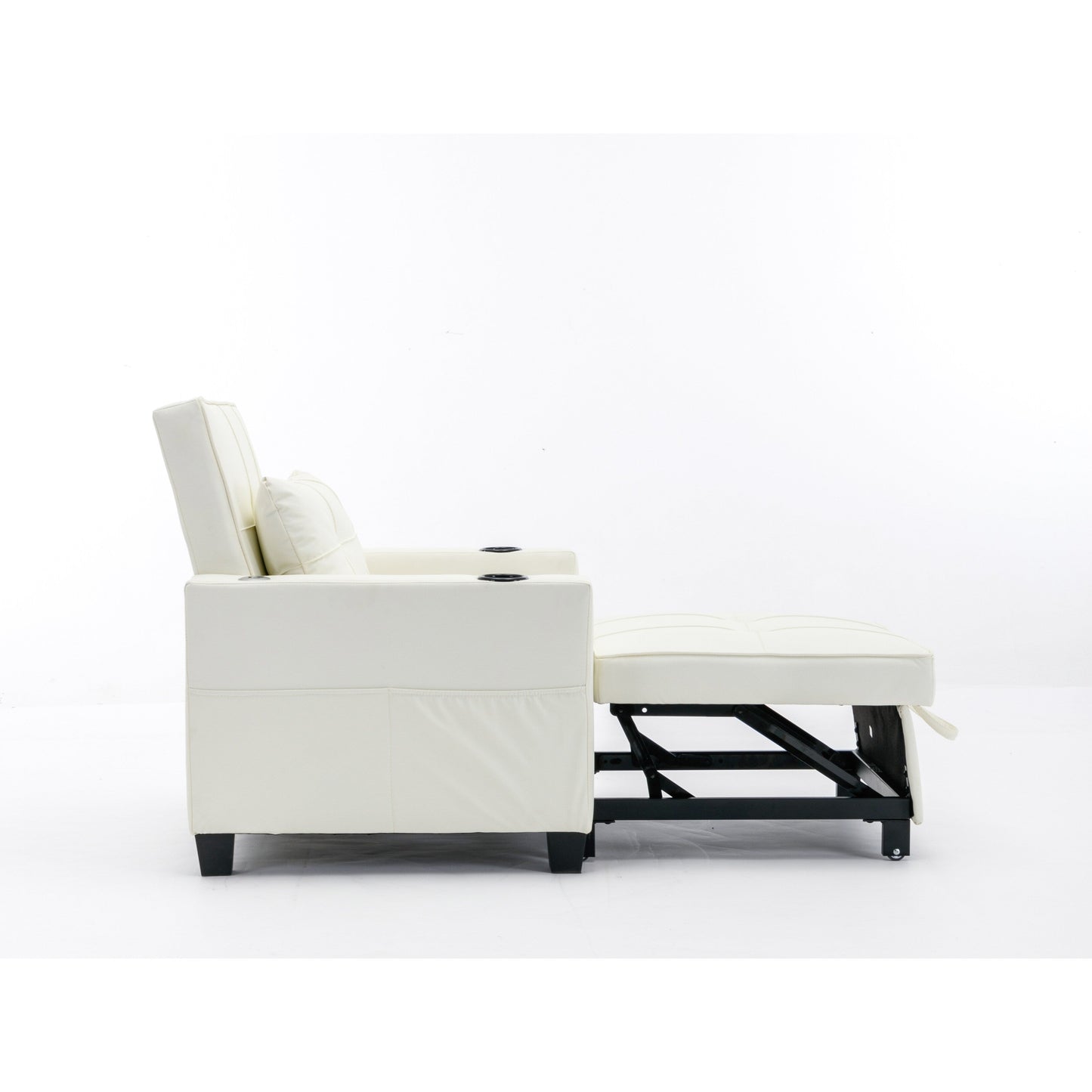 Canapé convertible 3 en 1 en similicuir blanc 68.12 avec ports USB et tissu résistant à l'usure pour le salon