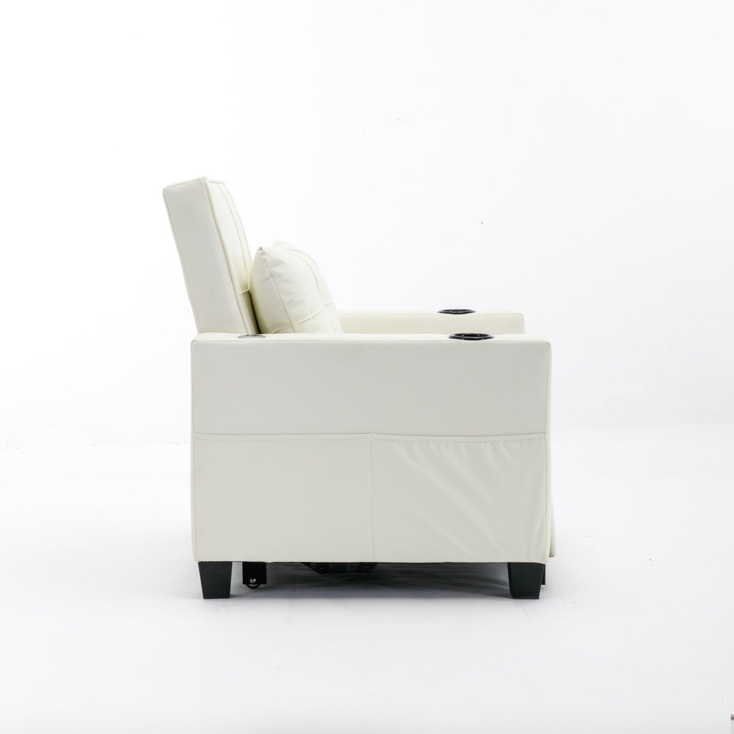 Canapé convertible 3 en 1 en similicuir blanc 68.12 avec ports USB et tissu résistant à l'usure pour le salon