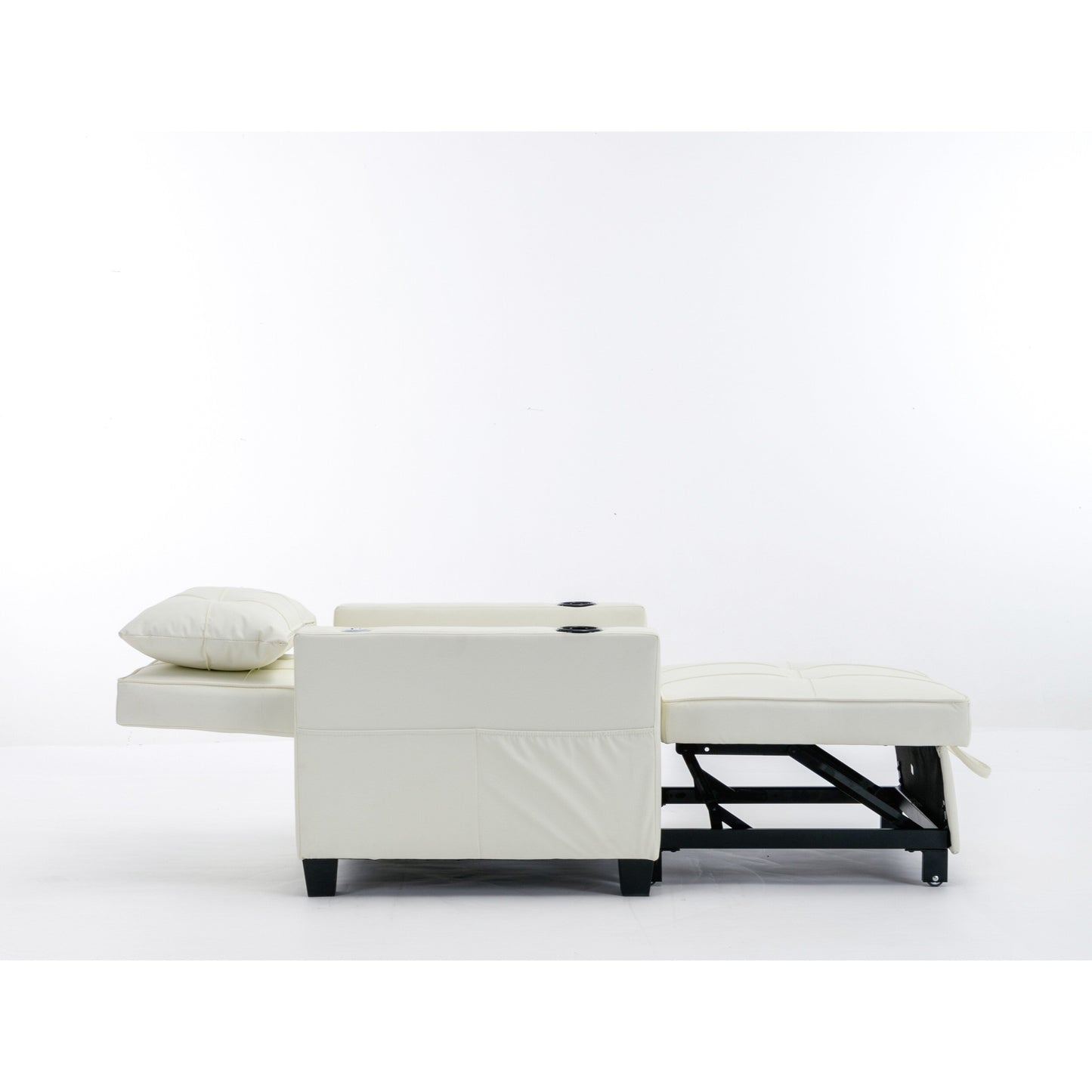 Canapé convertible 3 en 1 en similicuir blanc 68.12 avec ports USB et tissu résistant à l'usure pour le salon