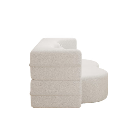 Canapé-lit convertible en tissu Teddy blanc 78 pouces, garni de mousse, avec 2 oreillers et matelas pliant pour le salon