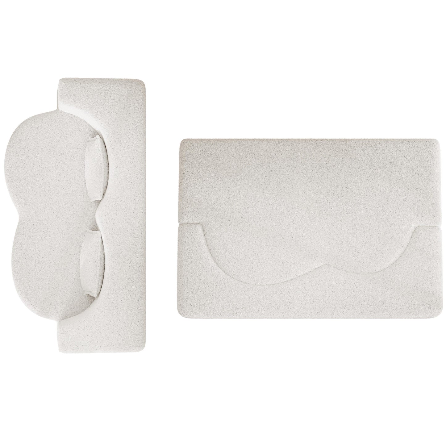 Canapé-lit convertible en tissu Teddy blanc 78 pouces, garni de mousse, avec 2 oreillers et matelas pliant pour le salon