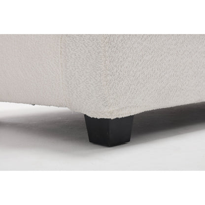 Canapé 3 places moderne en tissu blanc 88,4, avec 3 coussins, coussins de dossier amovibles, structure en bois dur et acier