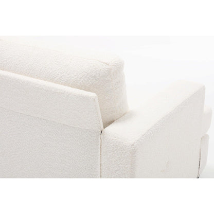 Canapé 3 places en tissu moderne blanc 88.4 avec 3 coussins, coussins de dossier amovibles, structure en bois dur et acier