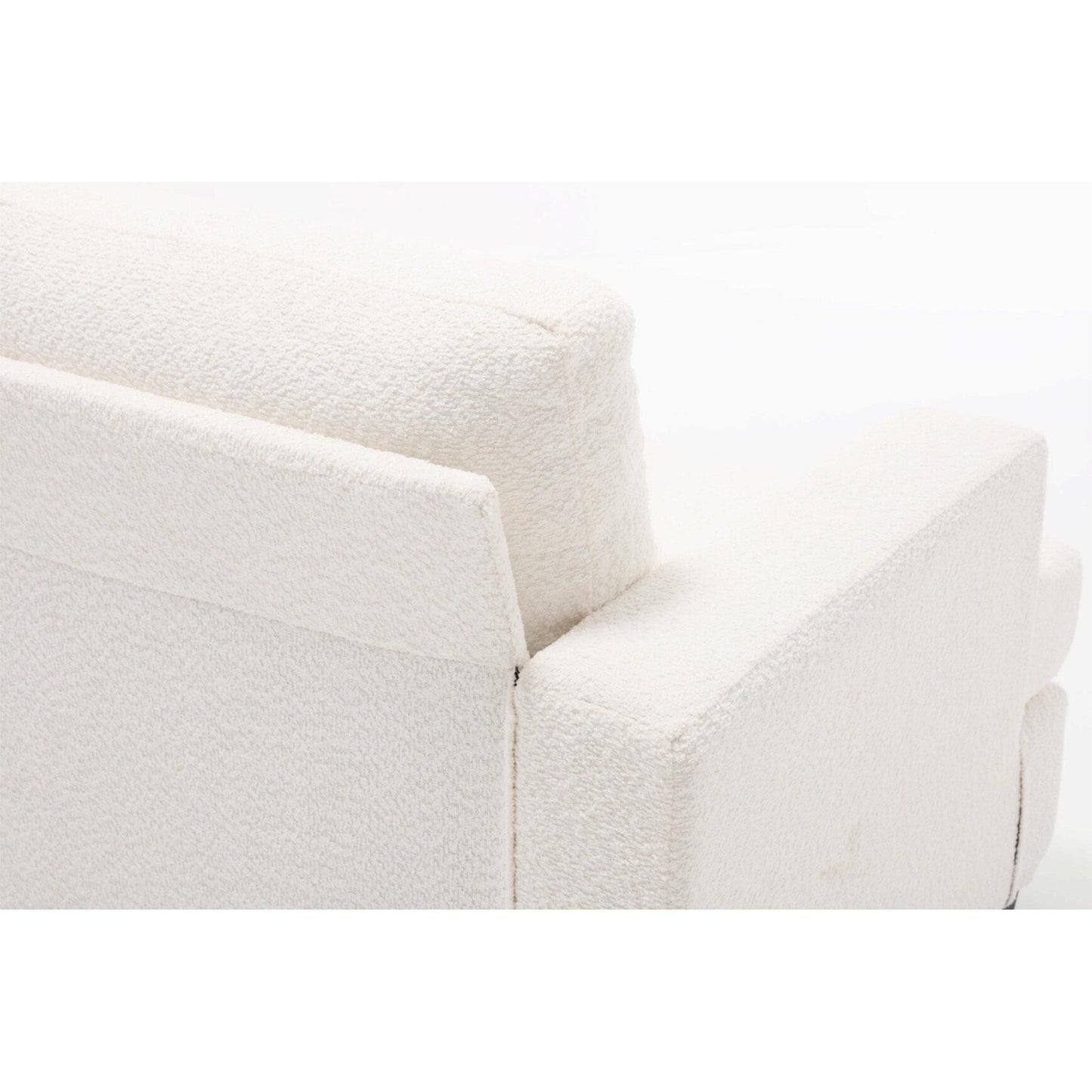 Canapé 3 places en tissu blanc de 225 cm avec coussins de dossier amovibles