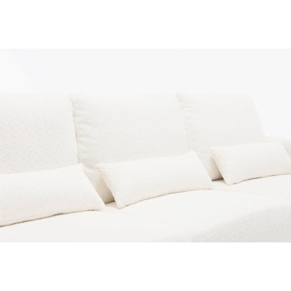 Canapé 3 places en tissu blanc de 225 cm avec coussins de dossier amovibles