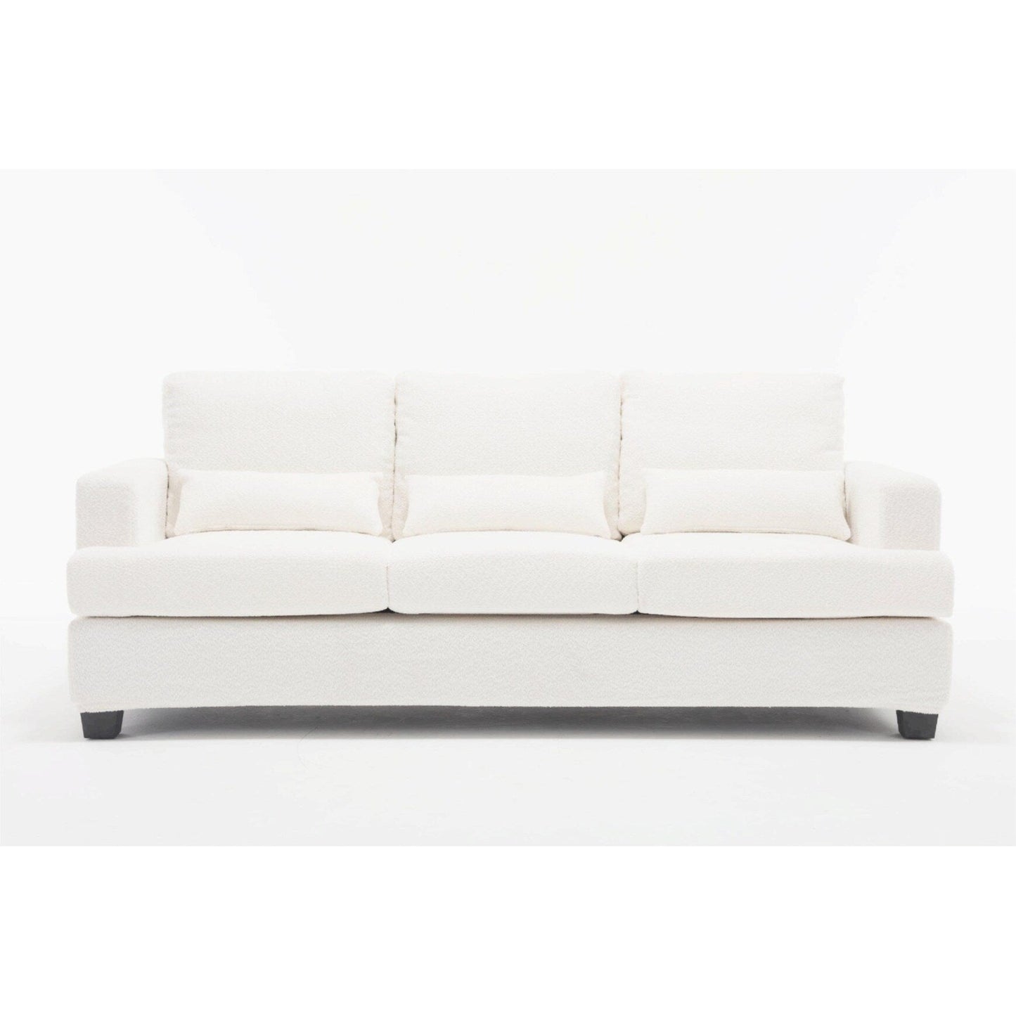 Canapé 3 places en tissu blanc de 225 cm avec coussins de dossier amovibles