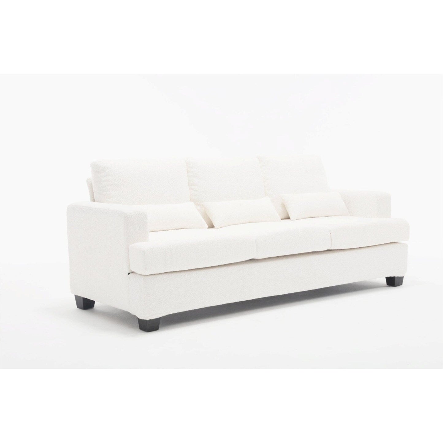 Canapé 3 places en tissu blanc de 225 cm avec coussins de dossier amovibles