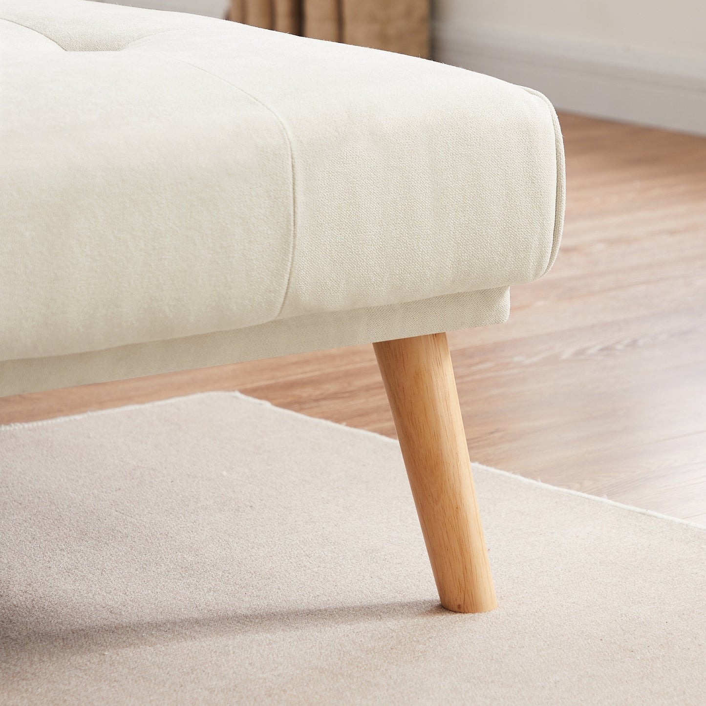 Canapé convertible 3 places en lin blanc de 94,5 pouces avec méridienne, orienté à droite, coussins en mousse et sac de rangement