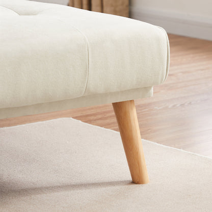 Canapé convertible 3 places en lin blanc de 94,5 pouces avec méridienne, orienté à droite, coussins en mousse et sac de rangement