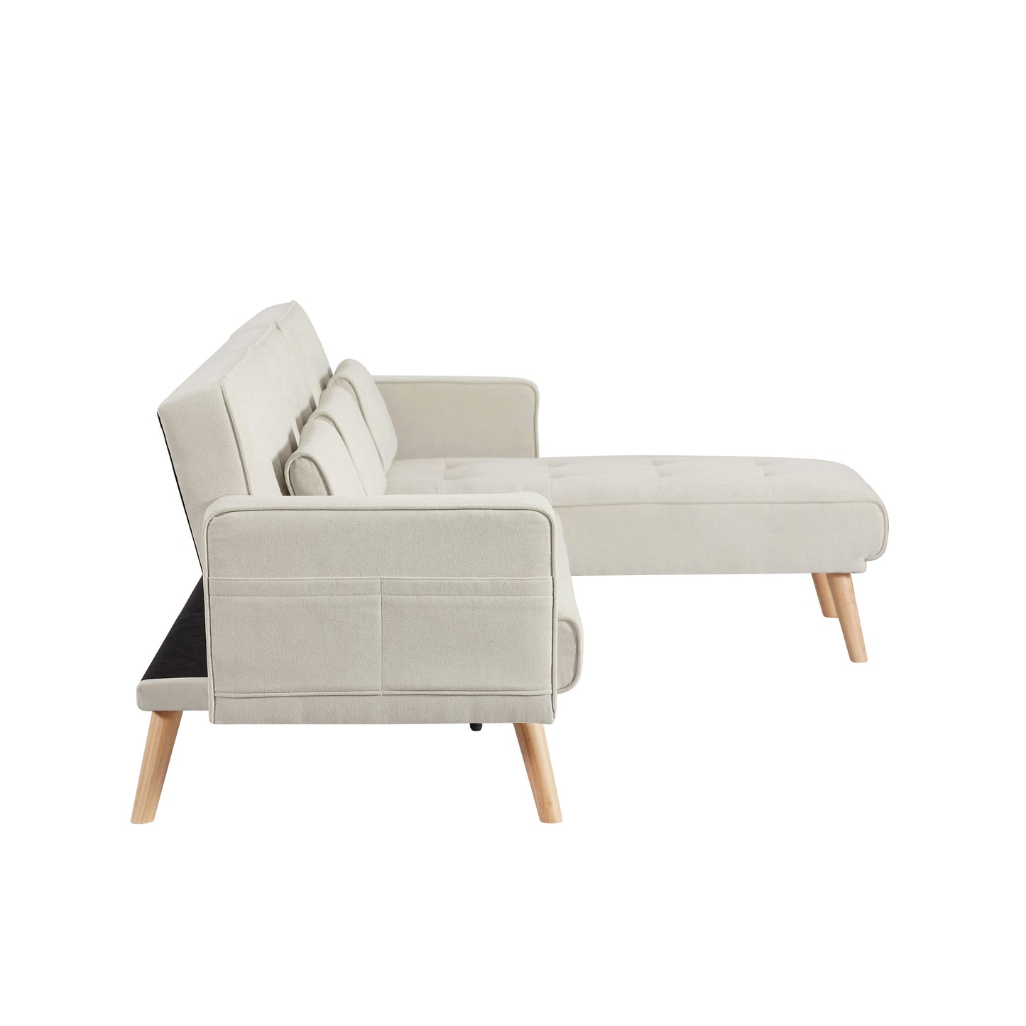 Canapé convertible en L en lin blanc de 94,5 po avec rangement