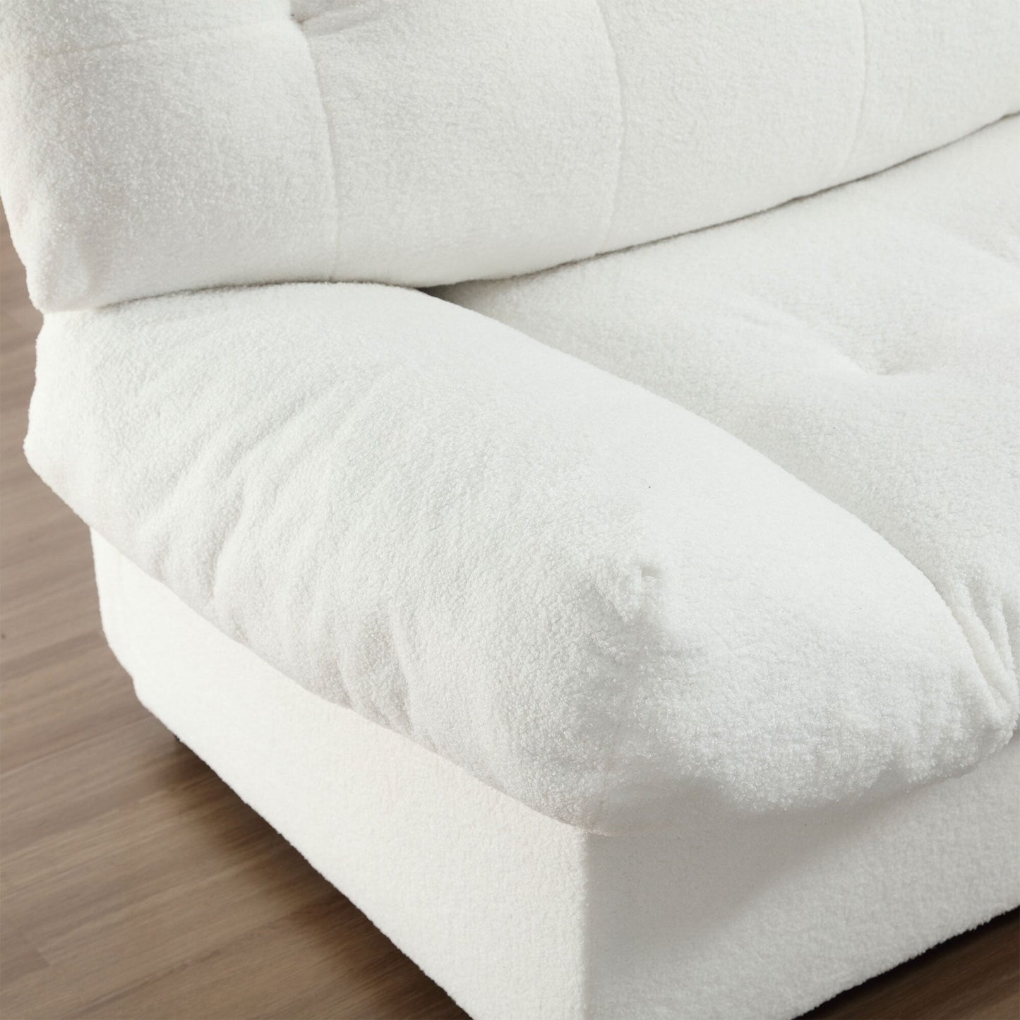 Canapé 2 places en tissu blanc 96,46 po avec capitonnage à boutons et cadre confortable