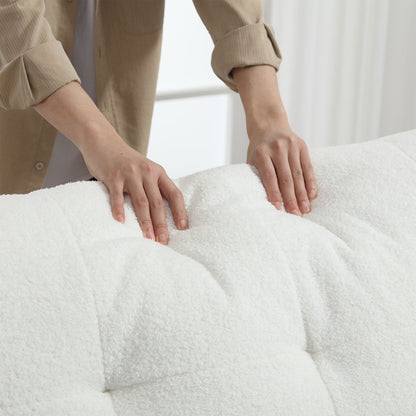 Canapé 2 places en tissu blanc 96,46 po avec capitonnage à boutons et cadre confortable