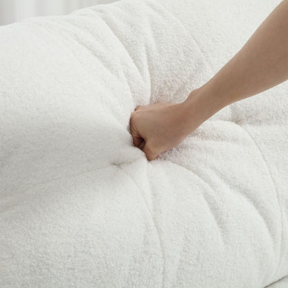 Canapé 2 places en tissu blanc 96,46 po avec capitonnage à boutons et cadre confortable