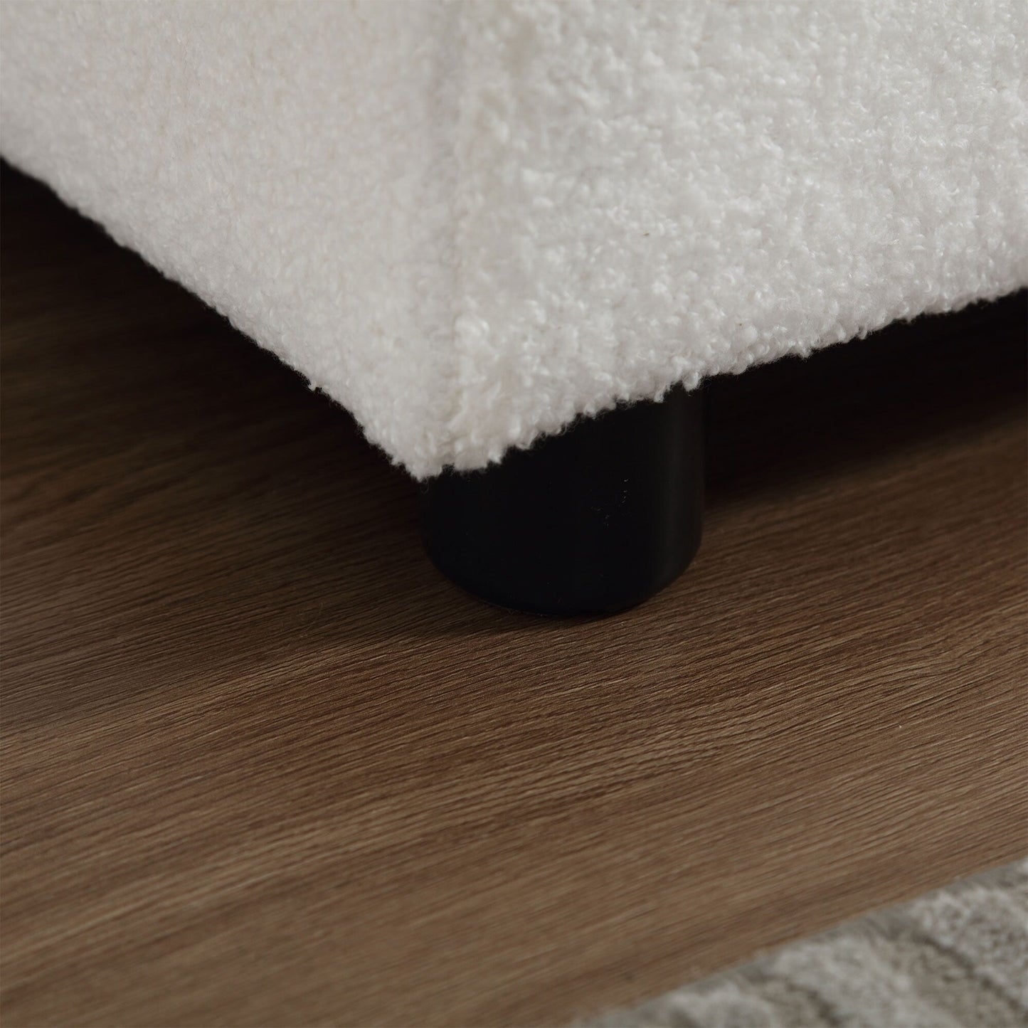 Canapé 2 places en tissu blanc 96,46 pouces avec motif nuage, style rembourré confortable et pieds en plastique pour le salon