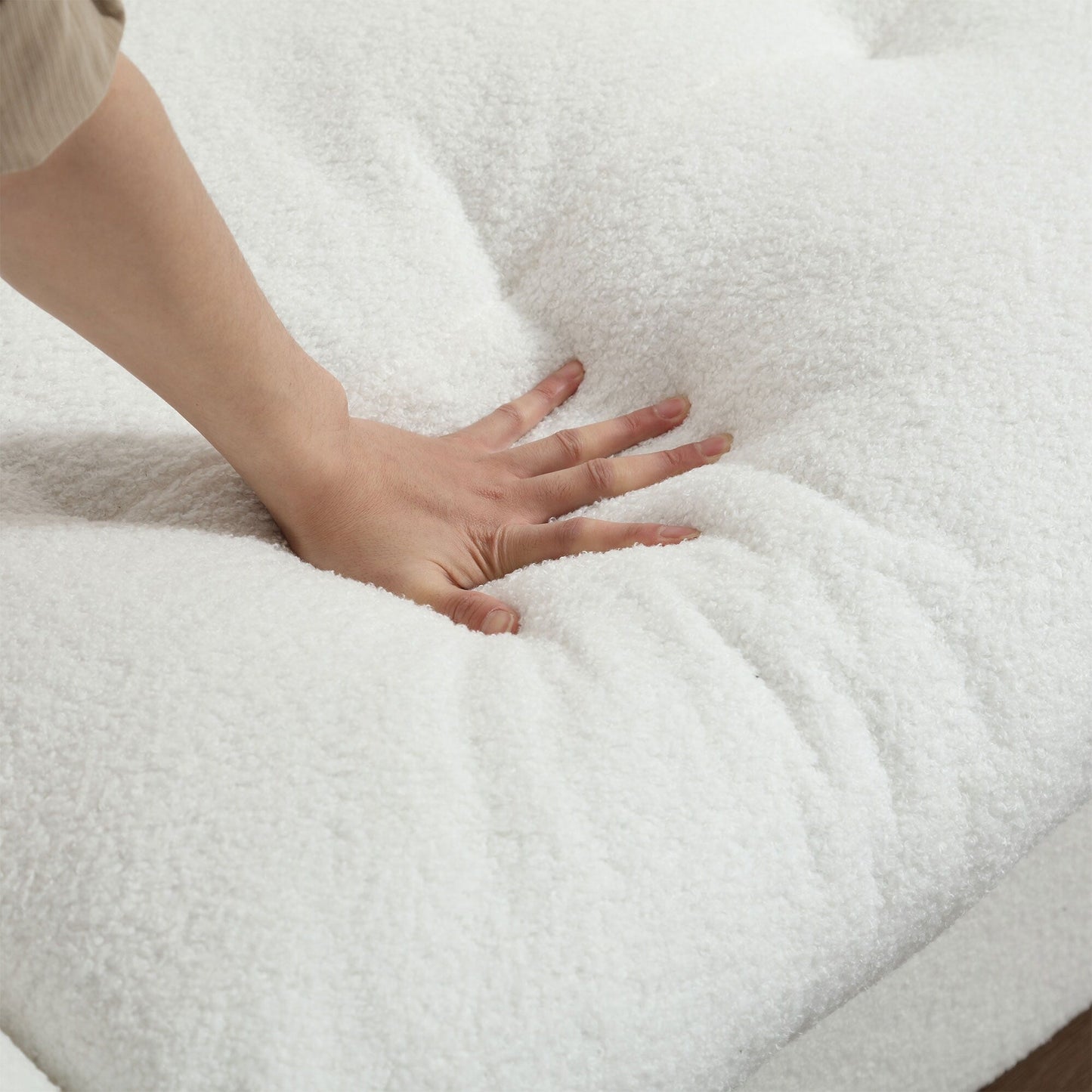 Canapé 2 places en tissu blanc 96,46 pouces avec un design rembourré confortable, style nuage et pieds en plastique pour le salon