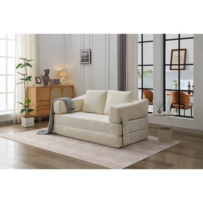 Canapé-lit pliant en chenille blanche