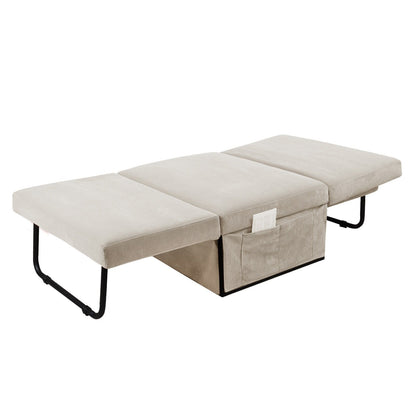 Canapé-lit simple convertible en velours côtelé blanc avec dossier inclinable