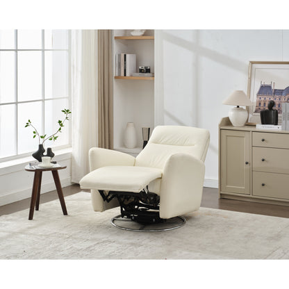 Fauteuil inclinable électrique pivotant à 270° en similicuir blanc avec dossier ergonomique, ports USB et Type-C