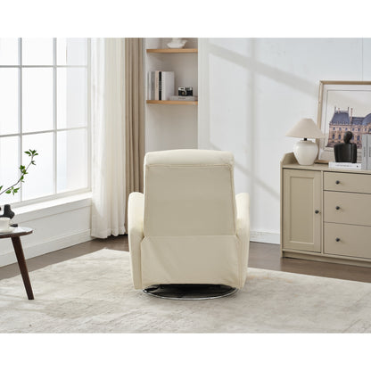 Fauteuil inclinable électrique pivotant à 270° en similicuir blanc avec dossier ergonomique, ports USB et Type-C