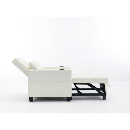 Canapé-lit convertible en similicuir blanc avec ports USB