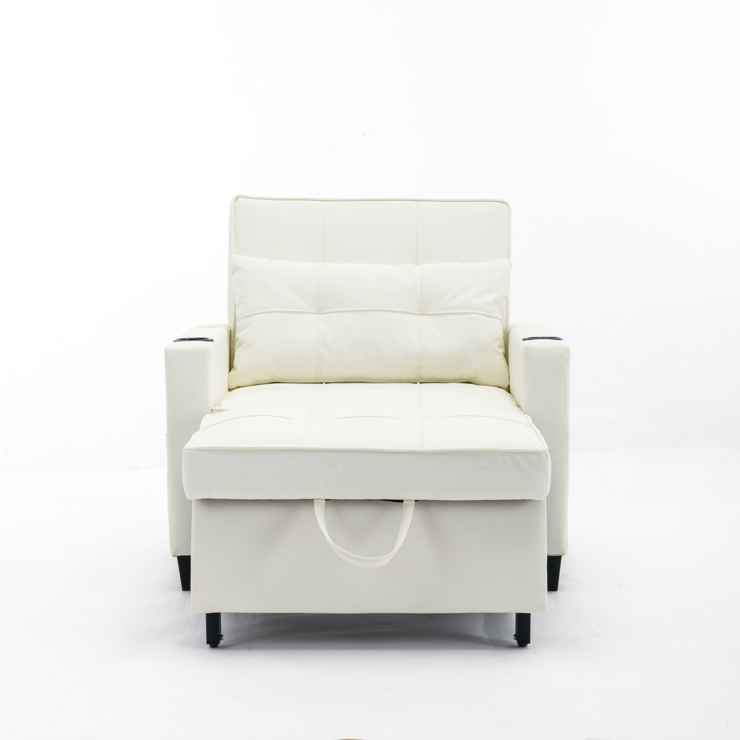 Canapé-lit convertible en similicuir blanc avec ports USB