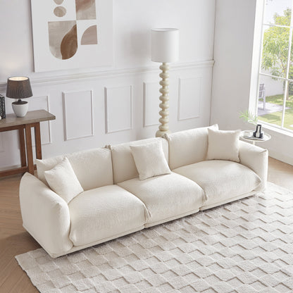 Canapé 3 places surdimensionné blanc moderne 111 avec pieds en métal et structure en bois massif pour le salon