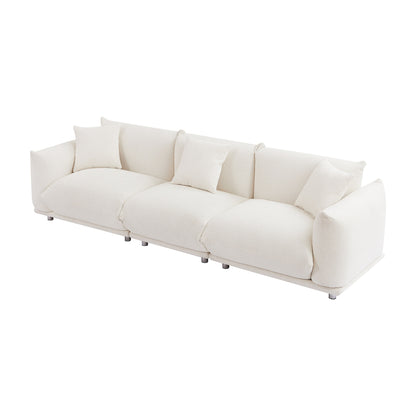 Canapé 3 places surdimensionné blanc moderne 111 avec pieds en métal et structure en bois massif pour le salon