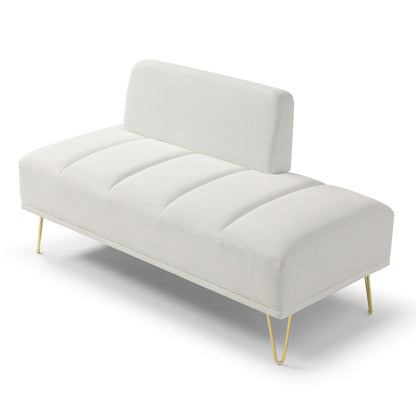 Banc de chevet rembourré blanc moderne 56,3 avec pieds en métal doré pour chambre à coucher