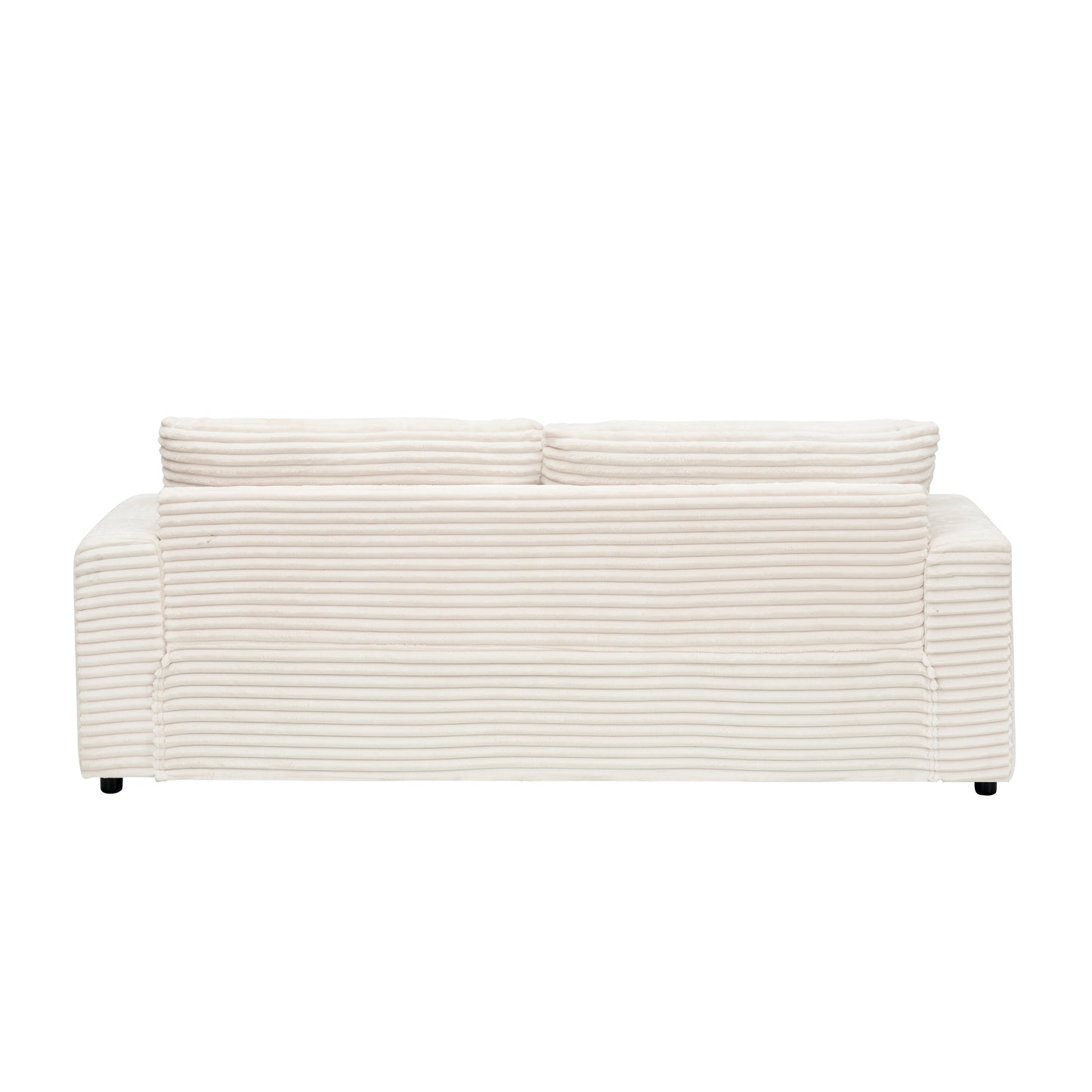 Canapé 3 places en velours côtelé blanc moderne 79,3 avec 4 coussins assortis et coussin à ressorts individuel pour le salon