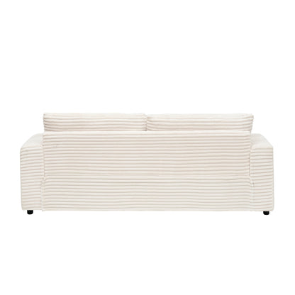 Canapé 3 places en velours côtelé blanc moderne 79,3 avec 4 coussins assortis et coussin à ressorts individuel pour le salon