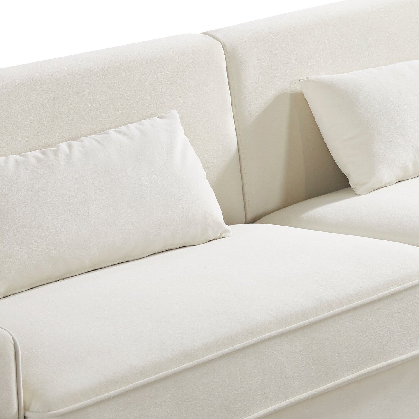 Canapé causeuse moderne blanc 85,44 po, rembourré en velours, avec pieds et coussins dorés, pour le salon